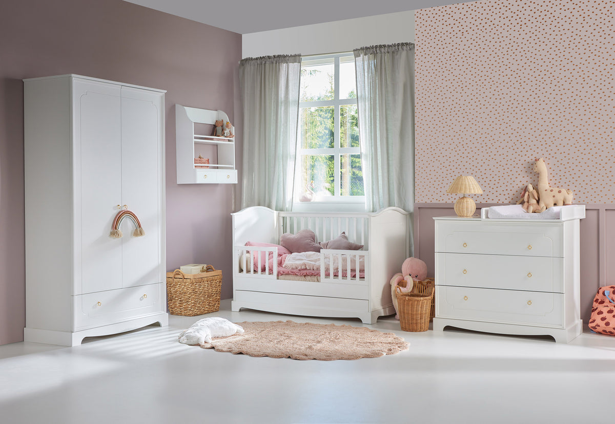 Royal timeless white łóżeczko 70x140 z szufladą