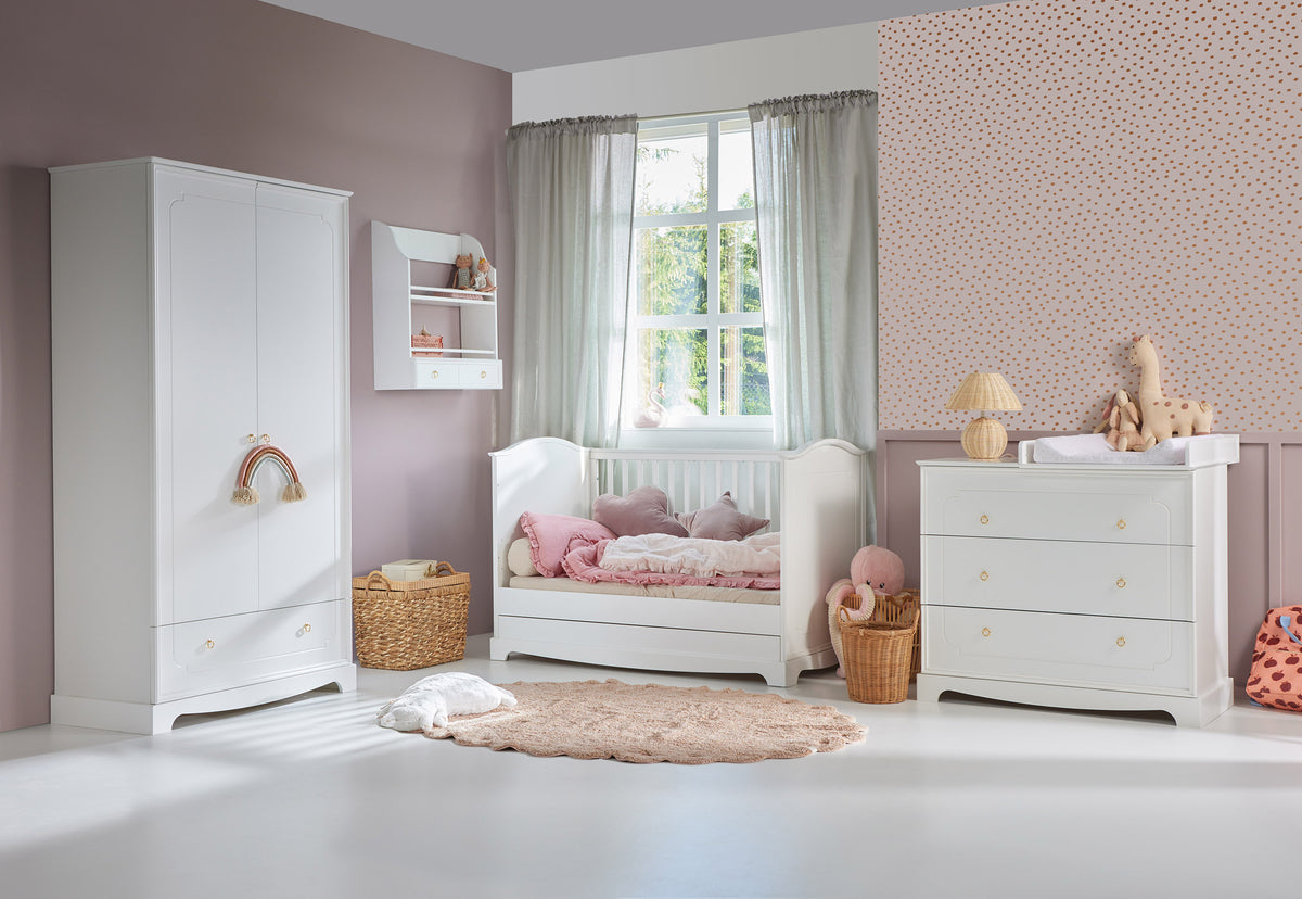 Royal timeless white łóżeczko 70x140 z szufladą