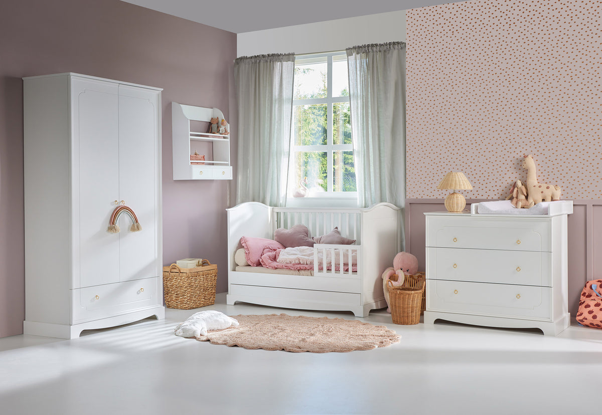Royal timeless white łóżeczko 70x140 z szufladą