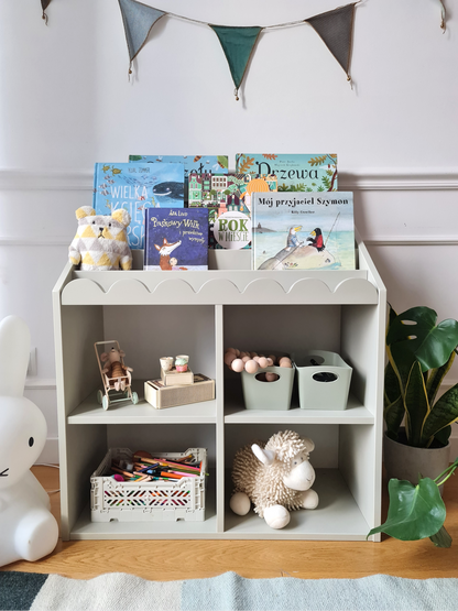 Montessori Book Nook Salbei – Kinderregal für Bücher und Spielzeug