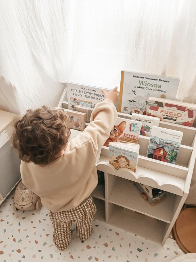 Regał Montessori Book Nook snow– regał dziecięcy na książki i zabawki