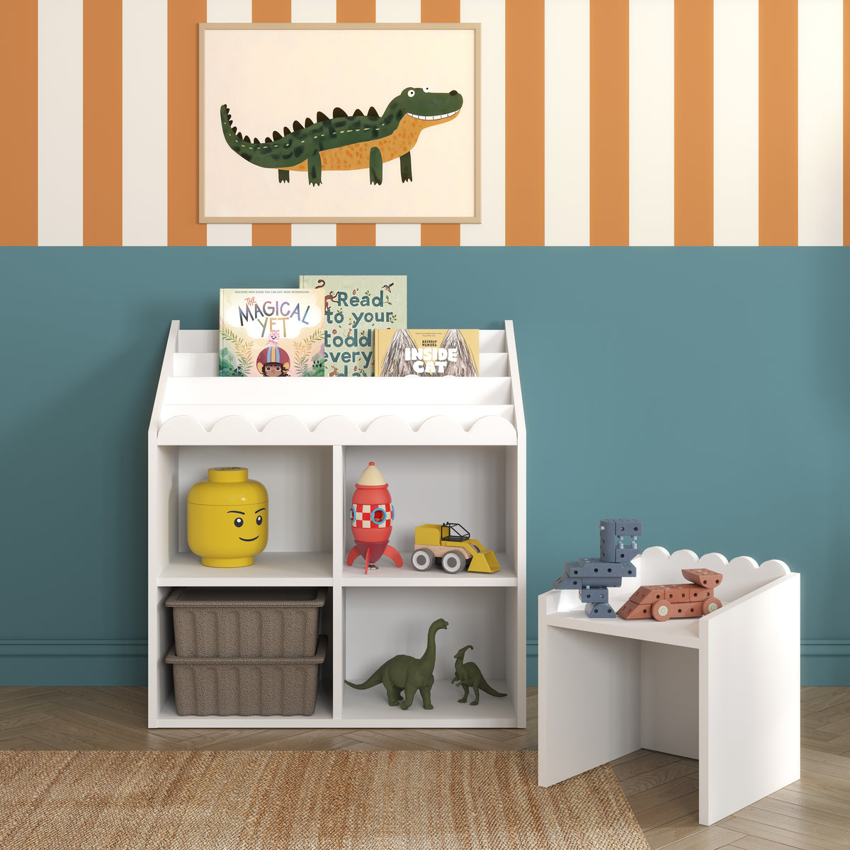 Regał Montessori Book Nook snow– regał dziecięcy na książki i zabawki