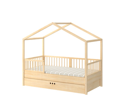 Dream Nest pine łóżko domek 80x160 z barierkami