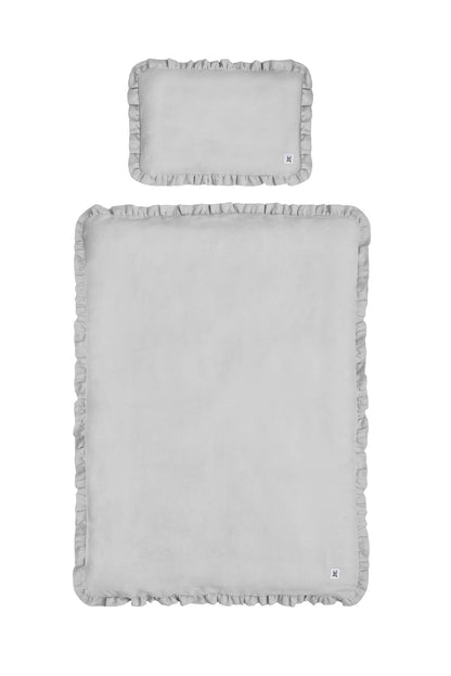 Stone gray - 2-piece linen bedding with filling 140x200