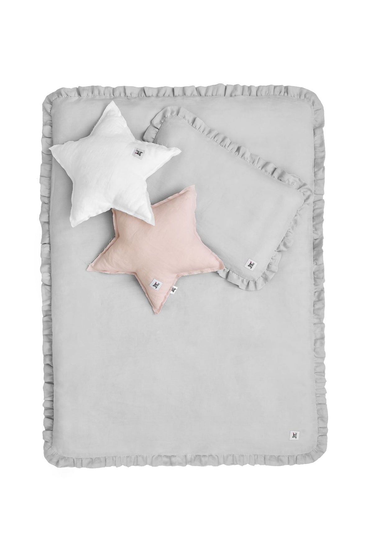 Stone gray - 2-piece linen bedding with filling 140x200