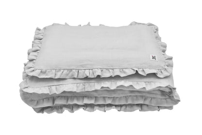 Stone gray - 2-piece linen bedding with filling 100X135
