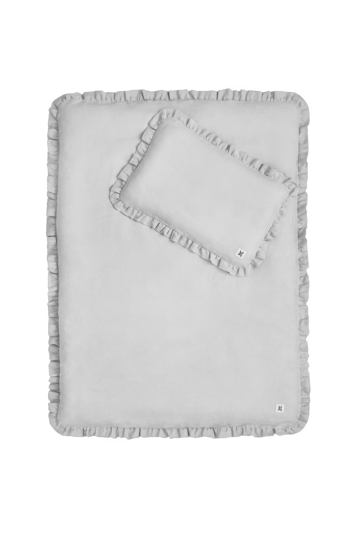 Stone gray - 2-piece linen bedding with filling 100X135