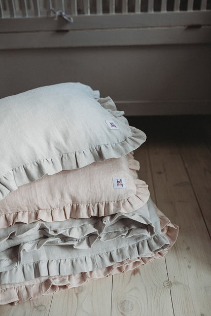 Stone gray - 2-piece linen bedding with filling 100X135