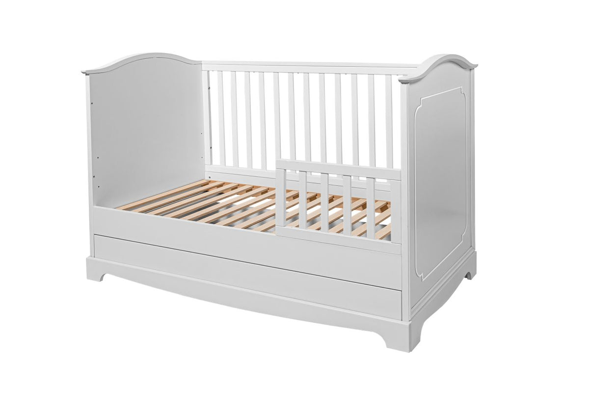 Royal  timeless white łóżeczko 70x140 z szufladą