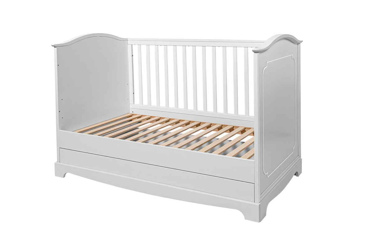 Royal  timeless white łóżeczko 70x140 z szufladą