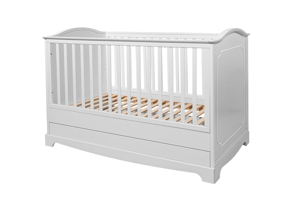 Royal  timeless white łóżeczko 70x140 z szufladą