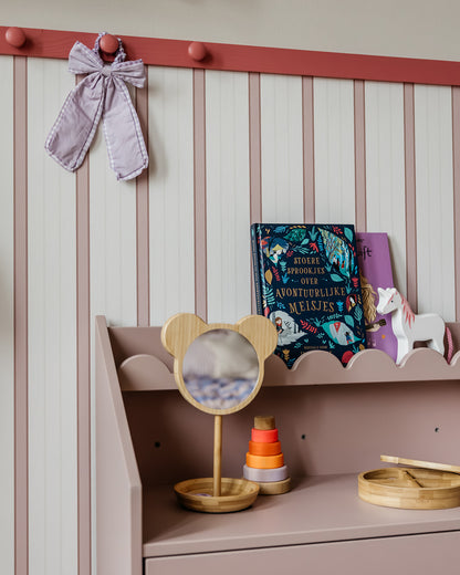 Zestaw dziecięcy Book Nook vintage rose – biurko Montessori z dwoma krzesełkami