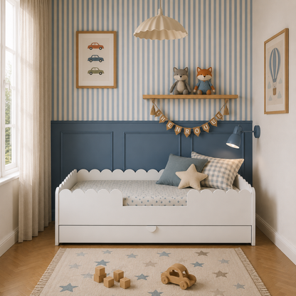 Book Nook snow Montessori children's bed 80x160 with drawer