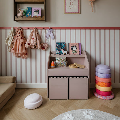 Zestaw dziecięcy Book Nook vintage rose – biurko Montessori z dwoma krzesełkami