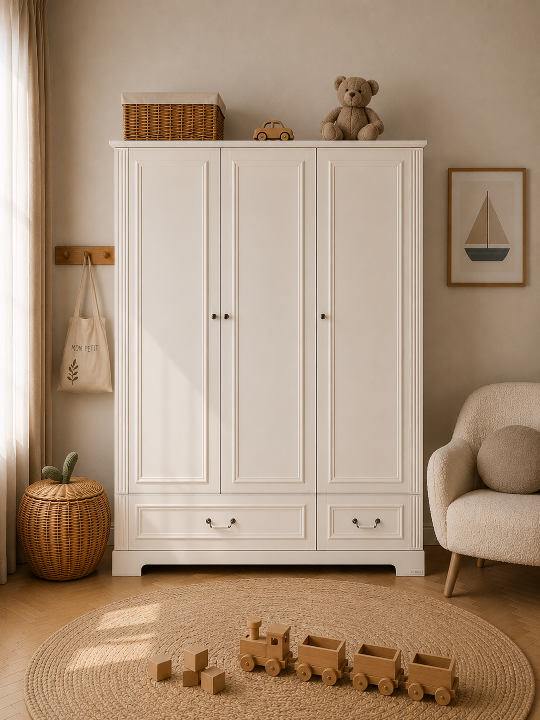 Ines elegant white szafa 3-drzwiowa