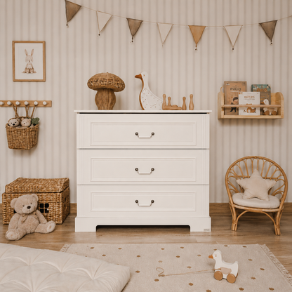 Ines elegant white 3-drawer dresser